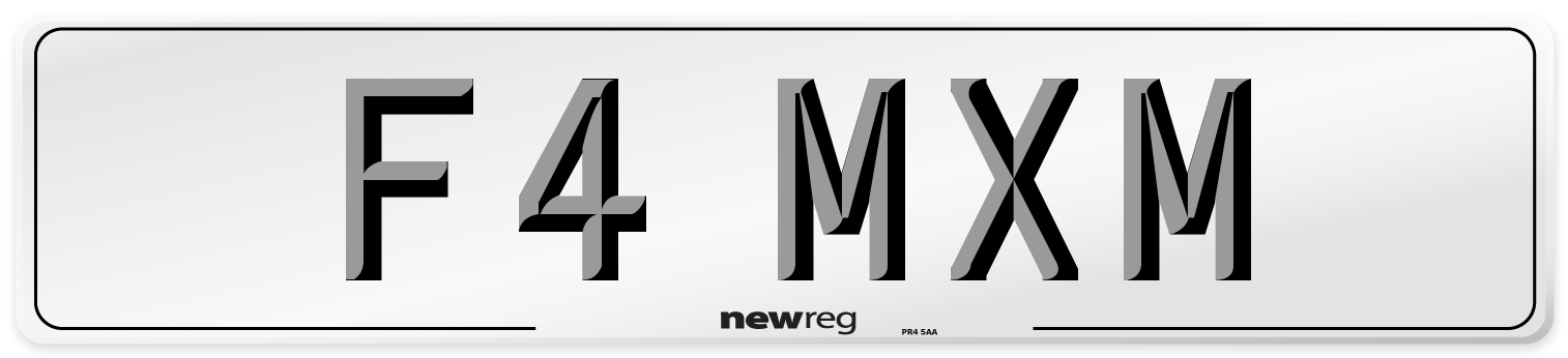 F4 MXM Number Plate from New Reg